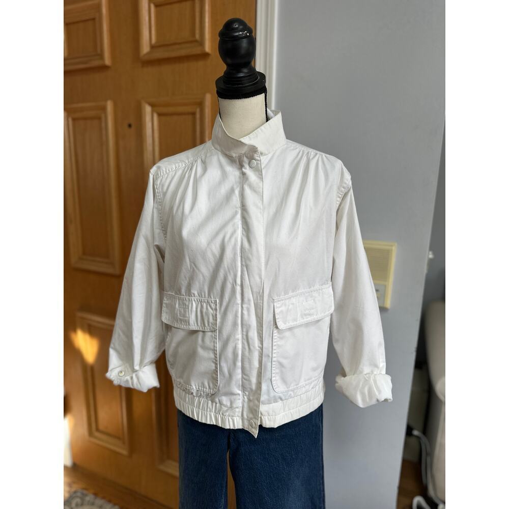 Vintage Women’s White Cotton Utility Jacket Size M – 80s 90s Minimalist - Picture 3 of 6